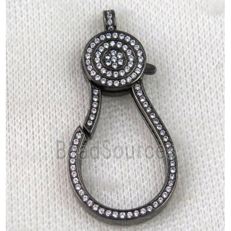 copper Lobster Clasp paved zircon, black plated