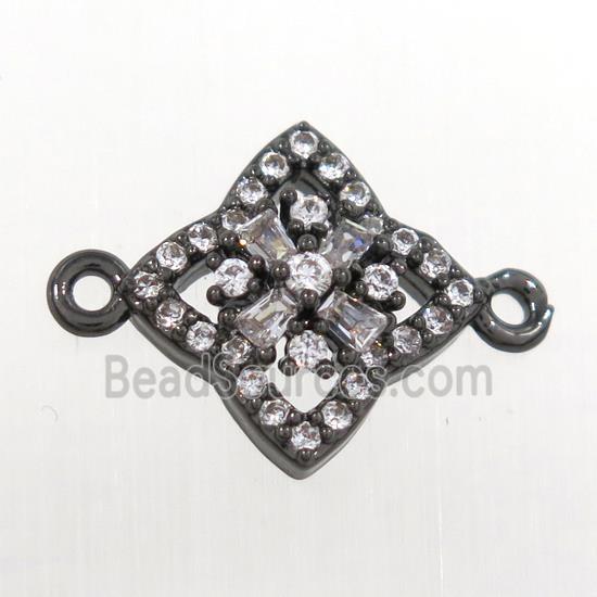 copper star connector paved zircon, black plataed