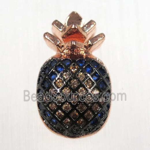 copper pineapple pendants paved zircon, rose gold