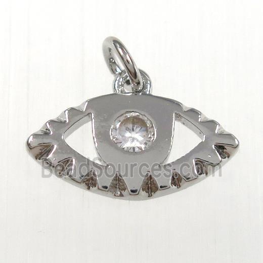 copper eye pendants paved zircon, platinum plated