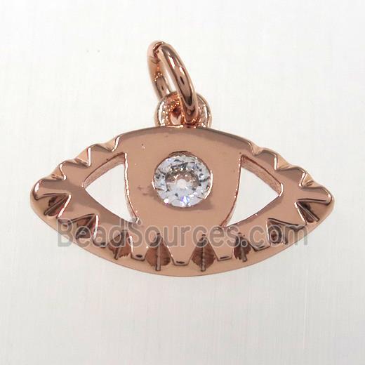 copper eye pendants paved zircon, rose gold