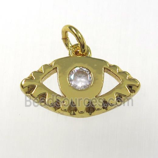 copper eye pendants paved zircon, gold plated