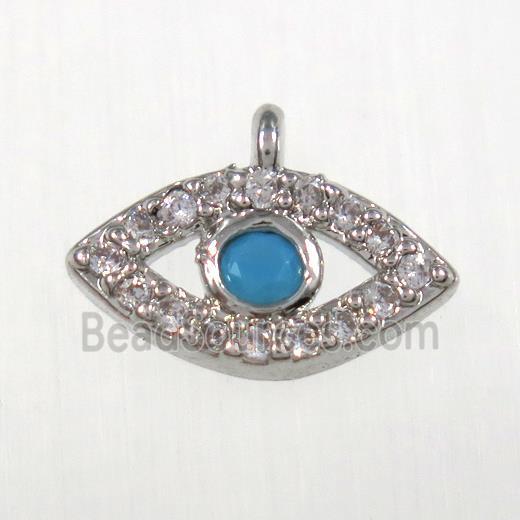 copper eye pendants paved zircon, platinum plated