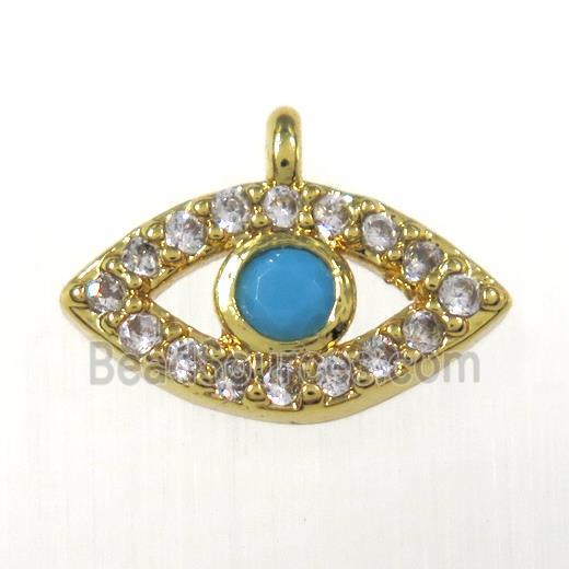 copper eye pendants paved zircon, gold plated