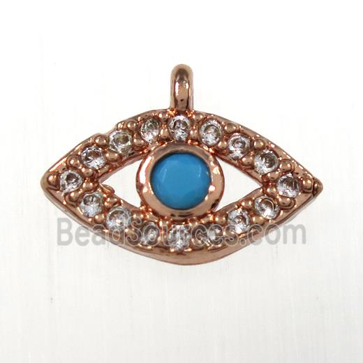 copper eye pendants paved zircon, rose gold