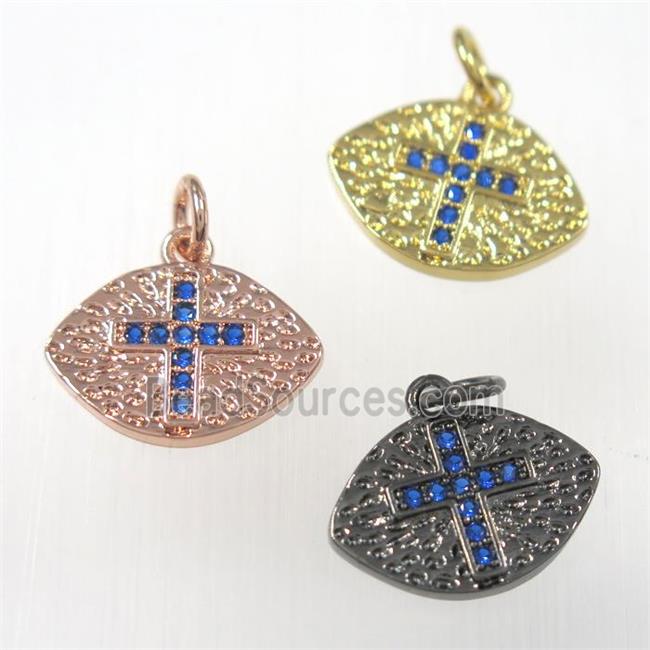 copper eye cross pendants paved zircon, mixed color