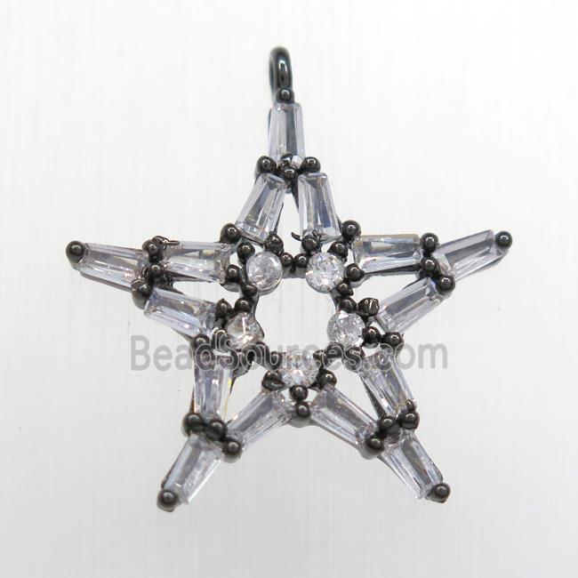 copper star pendant paved zircon, black plated