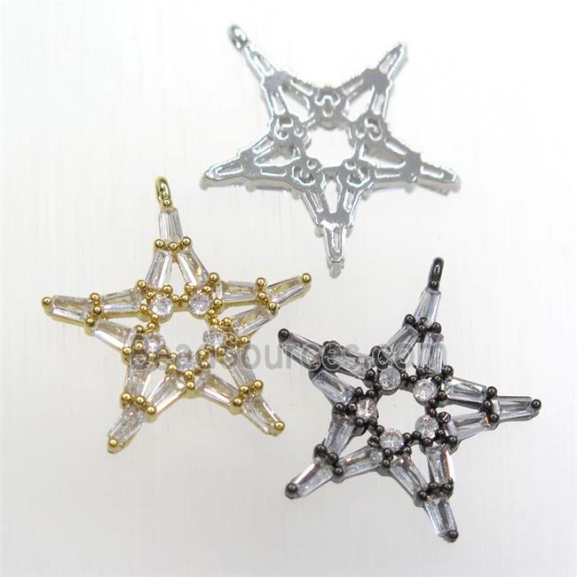 copper star pendant paved zircon, mixed color