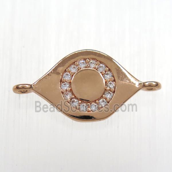 copper eye connector paved zircon, rose gold