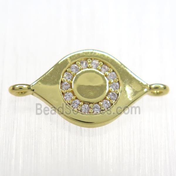 copper eye connector paved zircon, gold plated