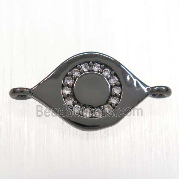 copper eye connector paved zircon, black plated