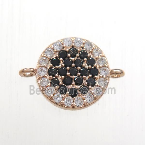 copper circle connector paved zircon, rose gold