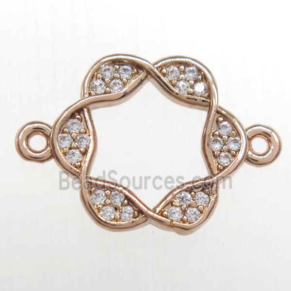 copper Wreath connector paved zircon, rose gold