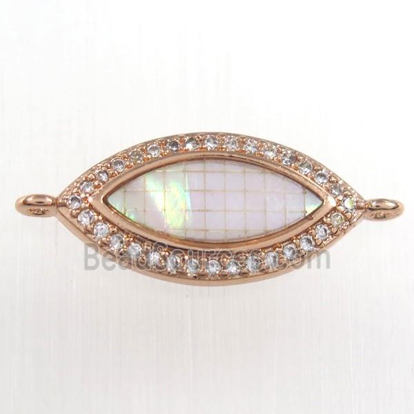 copper eye connector paved zircon, rose gold