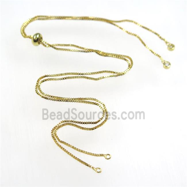 copper necklace chain with zircon, gold plated