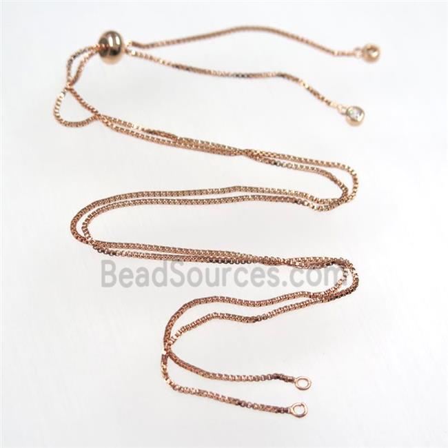 copper necklace chain with zircon, rose gold