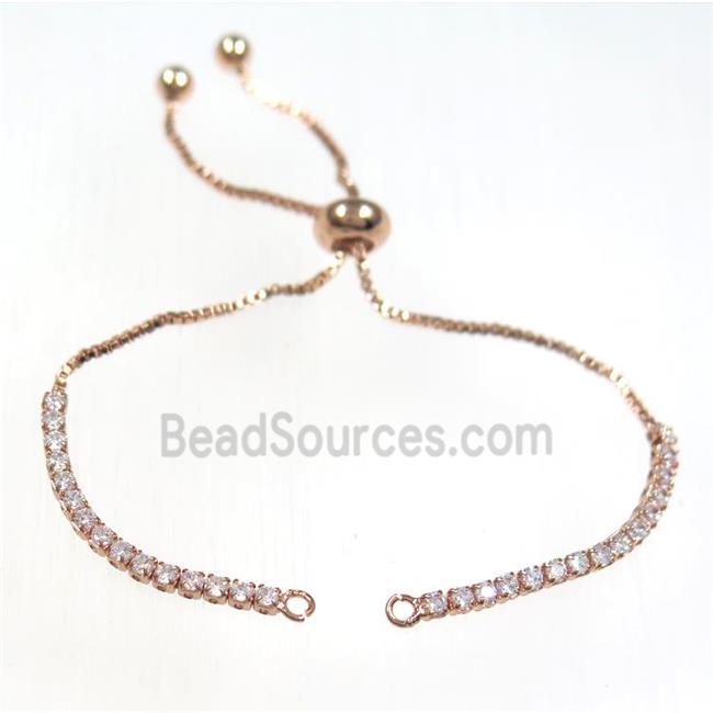 copper bracelet chain paved zircon, rose gold