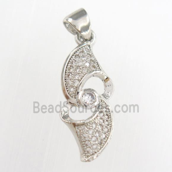 copper pendants paved zircon, platinum plated