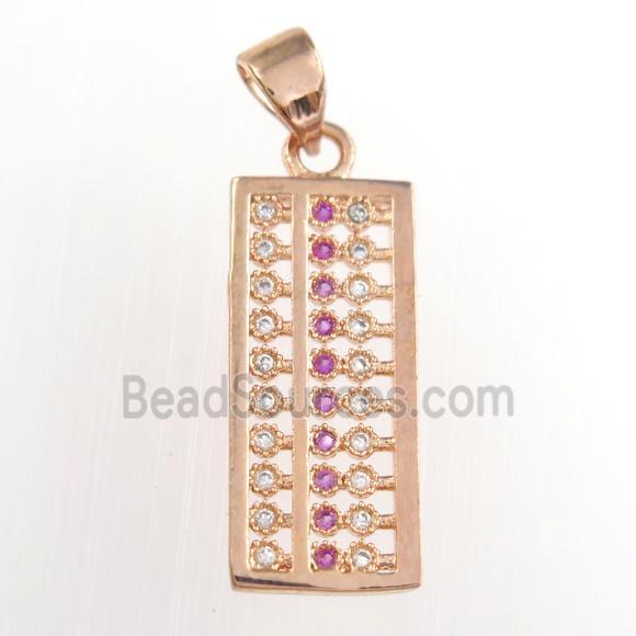 copper suanpan pendants paved zircon, rose gold