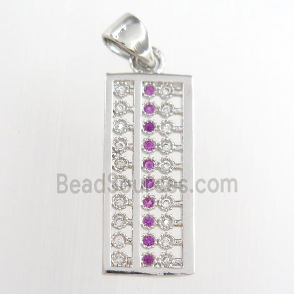 copper suanpan pendants paved zircon, platinum plated