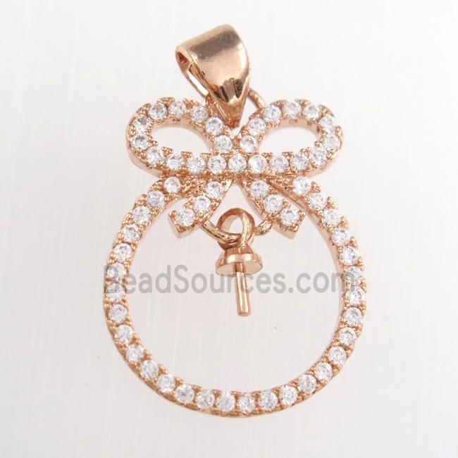 copper pendants paved zircon, knot, rose gold