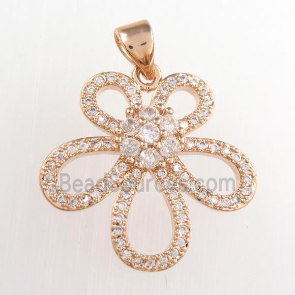 copper knot pendants paved zircon, rose gold