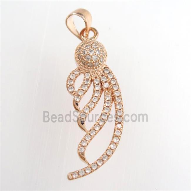 copper pendants paved zircon, rose gold