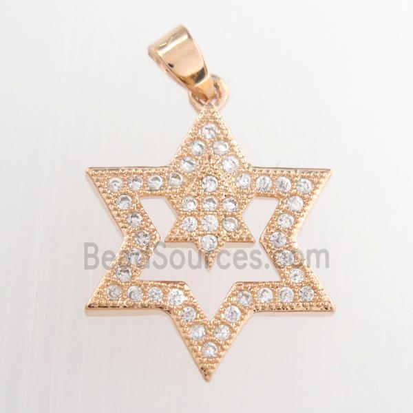 copper star pendants paved zircon, rose gold