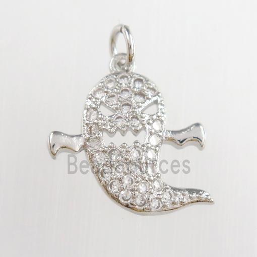 copper dolphin pendants paved zircon, platinum plated