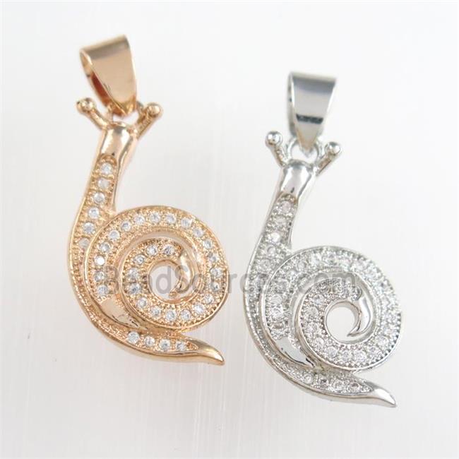 copper snail pendants paved zircon, mixed