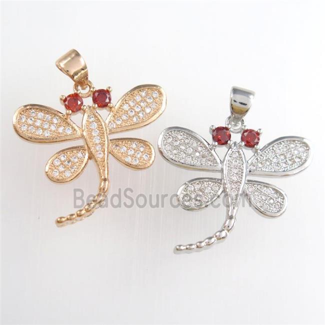 copper dragonfly pendants paved zircon, mixed