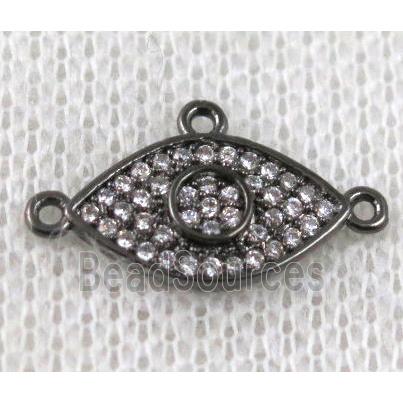 copper eye connector paved zircon with 3loops, black plated