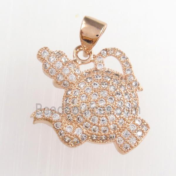 Allah teapot copper pendants paved zircon, rose gold