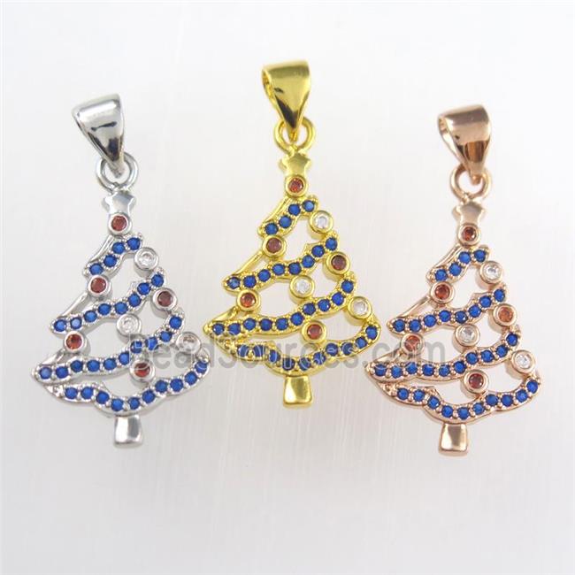 christmas tree, copper pendants paved zircon, mixed color