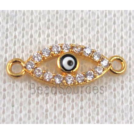 copper evil eye connector paved zircon, gold plated