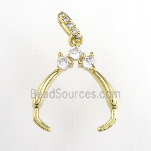 copper clasp bail paved zircon, gold plated