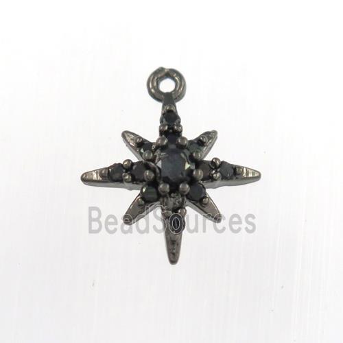 copper northstar pendant paved zircon, black plated