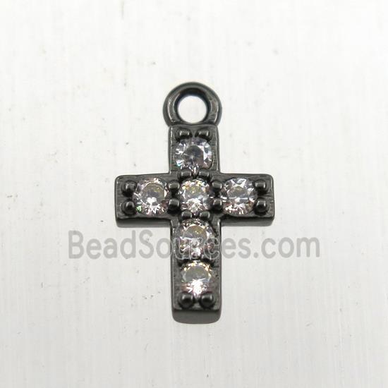 copper cross pendant paved zircon, black plated