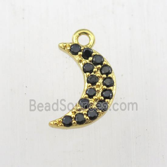 copper moon pendant paved zircon, gold plated