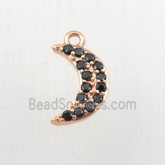 copper moon pendant paved zircon, rose gold