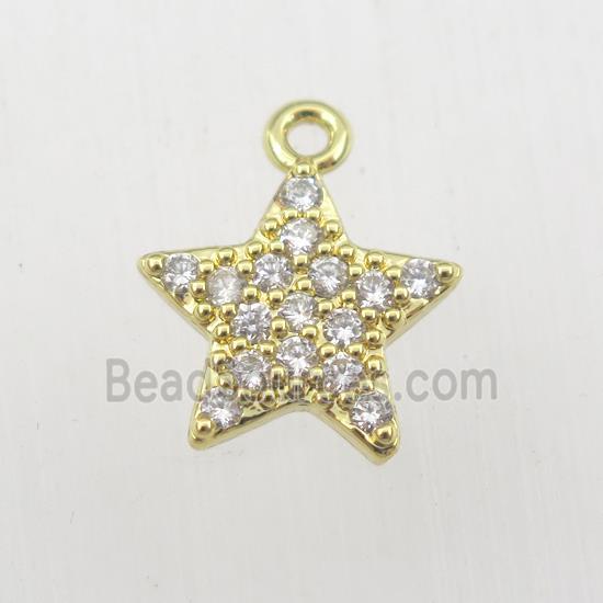 copper star pendant paved zircon, gold plated