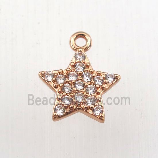 copper star pendant paved zircon, rose gold