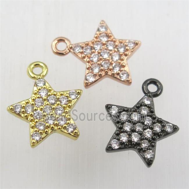 copper star pendant paved zircon, mix color