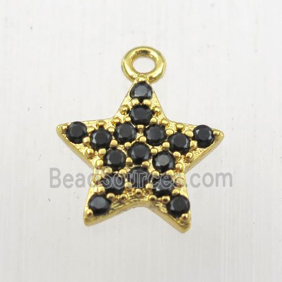 copper star pendant paved zircon, gold plated