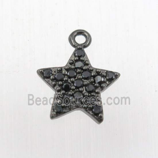 copper star pendant paved zircon, black plated