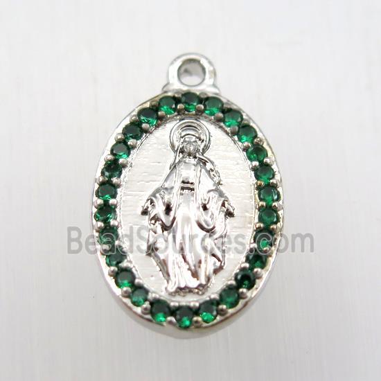 copper Jesus pendant paved zircon, platinum plated