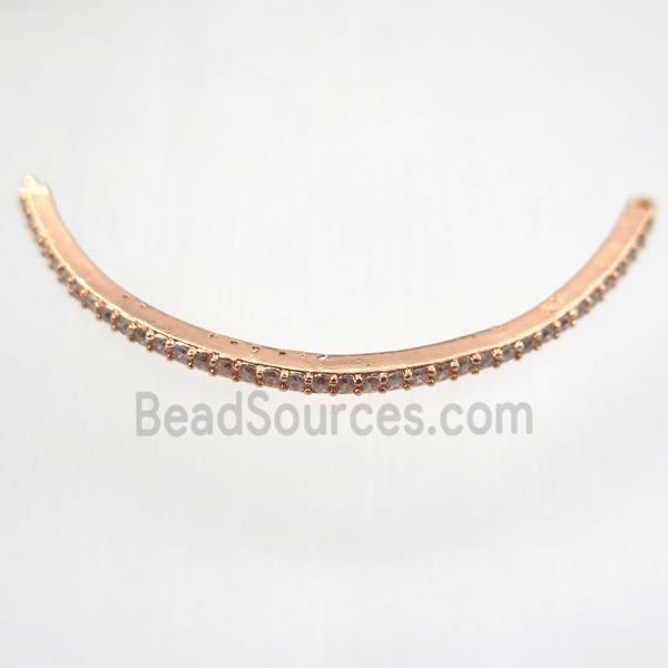 copper connector paved zircon, bend stick, rose gold