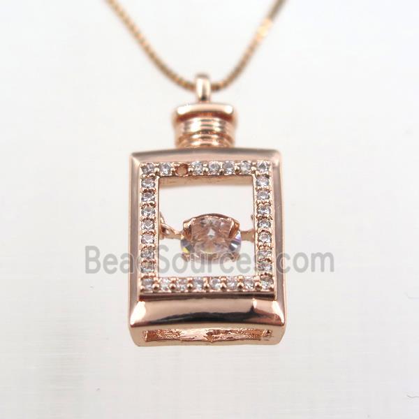 copper necklace pave zircon, rose gold