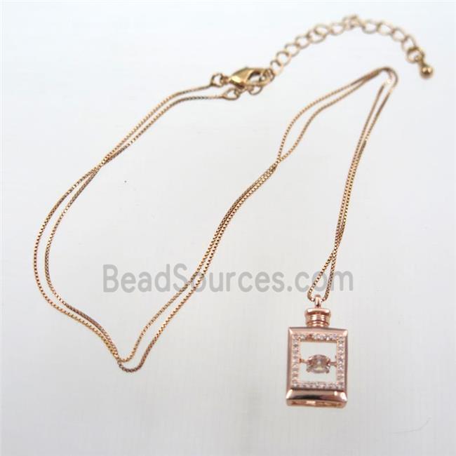 copper necklace pave zircon, rose gold