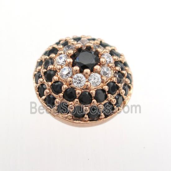 copper button beads paved zircon, rose gold